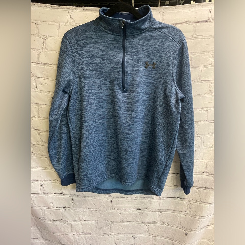 5/$20 Under Armour Men's Sz S‎ Blue Cold Gear Quarter Zip Fleece Loose Pullover